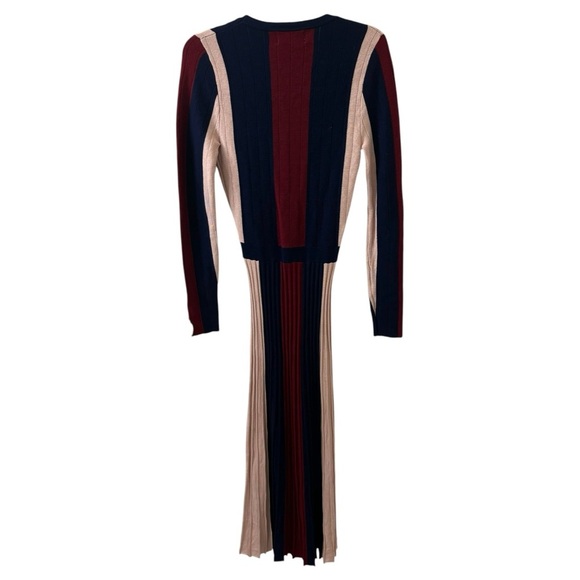 Adelyn Rae Knit Stripe Maxi Dress Long Sleeve Faux Wrap Pleated Skirt Women’s XS - Picture 2 of 15
